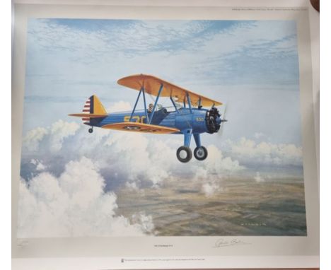 WW2 Colour Print Titled The Sterman PT17 by Gerald Coulson. Signed in Pencil by Gerald Coulson. Limited to 850 copies. Measur