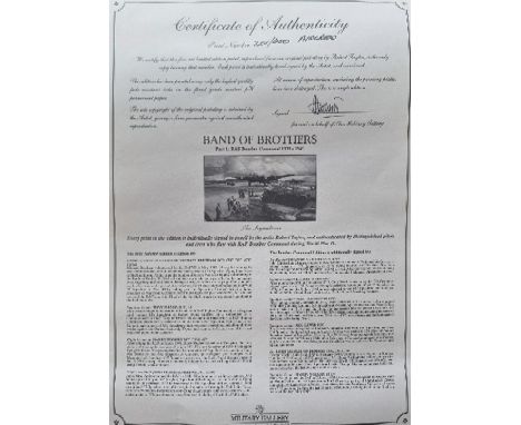 WW2 Colour Print Titled Band Of Brothers by Robert Taylor. Limited 201 of 400. Multi Signed in Pencil by Robert Taylor the Ar