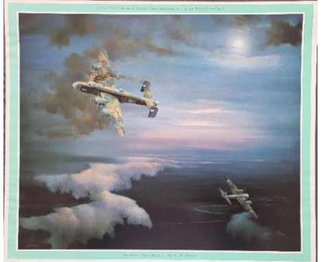 WW2 Colour Print Titled For Valour Cyril Barton V.C by K.B. Hancock. Signed in Pencil by K.B. Hancock the Artist. Measures 24