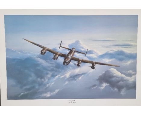 WW2 Colour Print Titled Lancaster by Jeremy Whitehouse. Measures 23x17 inches appx. Good condition. All autographs are genuin