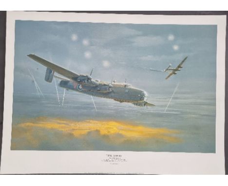 WW2 Colour Print Titled Dive To Port by Maurice Gardner. Measures 27x20 inches appx. Good condition. All autographs are genui