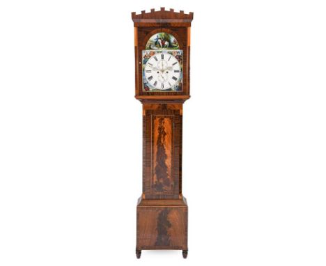 A Scottish Mahogany Eight Day Longcase Clock, signed M.Ferguson, Mauchline, circa 1840, well figured case, flame veneer trunk