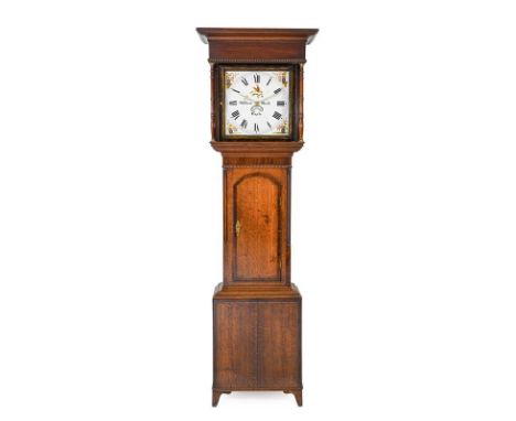 An Oak and Mahogany Thirty Hour Longcase Clock, signed William Buck, Gayle, circa 1830, flat top pediment, inlaid mahogany cr