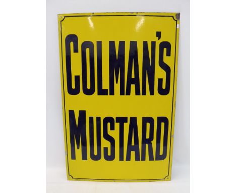 A Colman's Mustard rectangular enamel sign, in excellent condition by Patent Enamel, dated February 1913, 24 x 36".