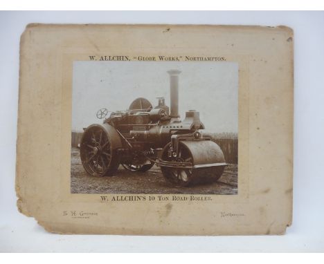 An original early photograph of W. Allchin's 10 Ton Road Roller 'Globe Works' Northampton, 14 x 10 1/2".
