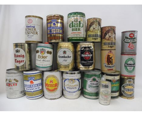 13 large scale Continental beer cans, plus seven smaller. 