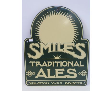 A Smiles Traditional Ales enamel sign of more recent manufacture, 12 x 15".