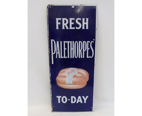 A Fresh Palethorpes' To-Day pictorial enamel sign by Bruton of Palmers Green, 15 x 36".