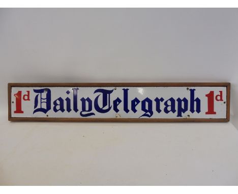 An early Daily Telegraph '1d' rectangular enamel strip mounted and framed, 41 3/4 x 7 1/4".