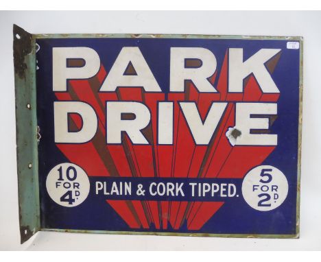 A Park Drive rectangular double sided enamel sign with hanging flange, 16 x 12".