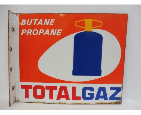 A Total Gaz double sided enamel sign with hanging flange, 23 1/2 x 19 1/4". 