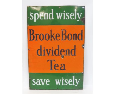 A Brooke Bond dividend Tea rectangular enamel sign, 20 x 30".