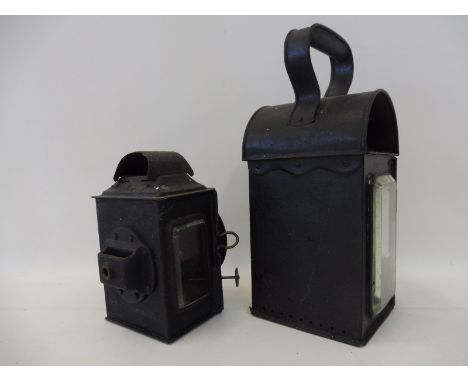 A Miller tail lamp plus a hand held lamp stamped Duntafil Patent.