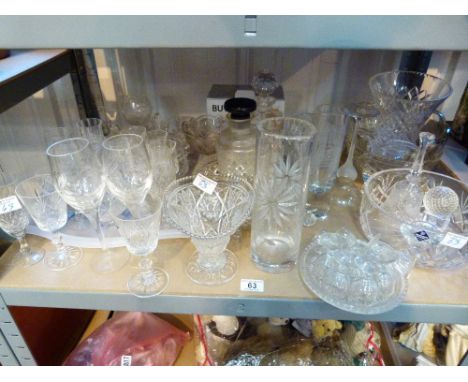 Shelf of cut glass and crystal glass ware