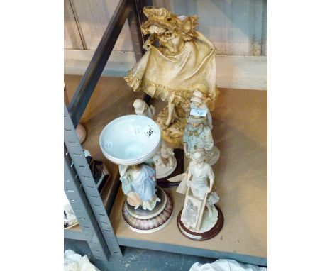 Six mixed ceramic figures including Leonardo
