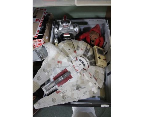 A model of The Millennium Falcon, a robot, ET and a Gameboy