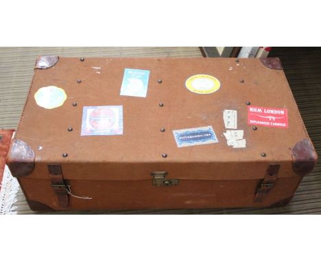 Large travelling trunk with labels