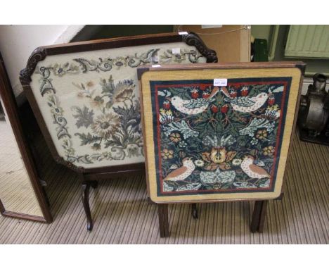 Tapestry top folding occasional table with a tapestry fire screen/table