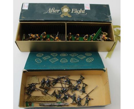 A collection of hand painted, cast metal, Civil War model cavalry and pike men, cavalry 4cm high&nbsp;
