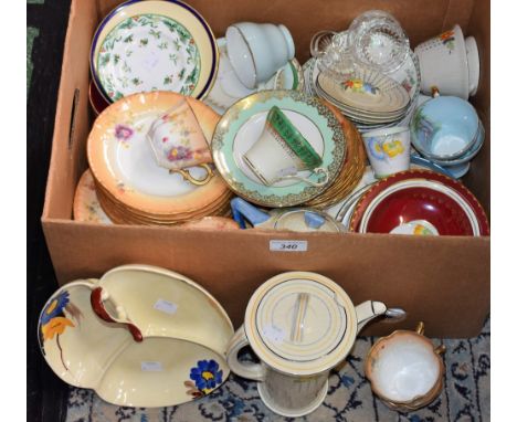 Ceramics - Aynsley cups and saucers; a Crown Ducal Art Deco Rosemary pattern tea pot; a Susie Cooper hors d`oeuvres dish; a C