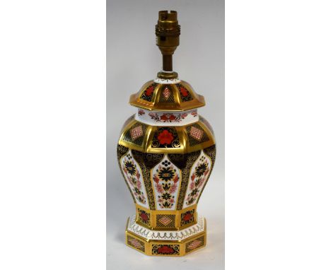 A Royal Crown Derby Old Imari pattern octagonal table lamp, 31.5cm overall Condition Report: first quality, no damage, no box