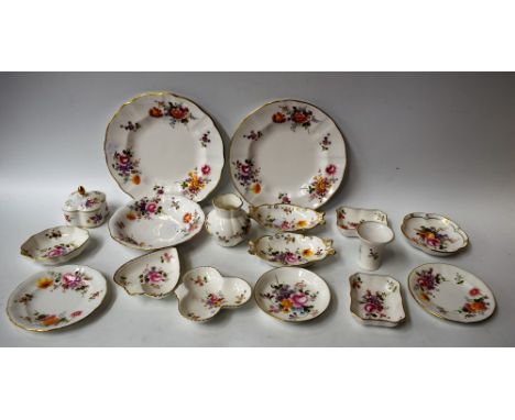 Royal Crown Derby - Posies pattern, including side plates, trinket dishes, oval footed trinket dishes, bud vases, bowl, heart