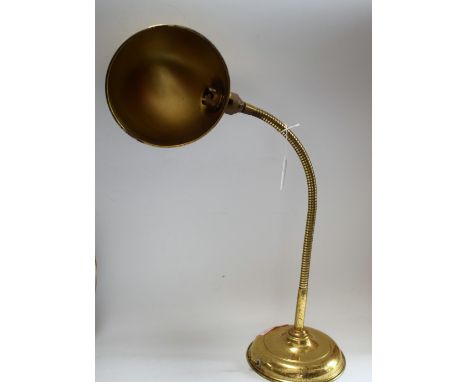 A 20th century adjustable brass desk lamp