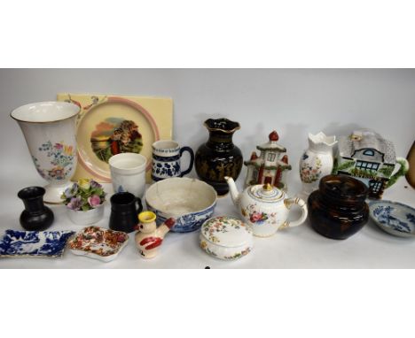 Ceramics - a Royal Crown Derby Olde Avesbury pattern trinket dish; a Chinese blue and white dished saucer, Coalport vases; pa