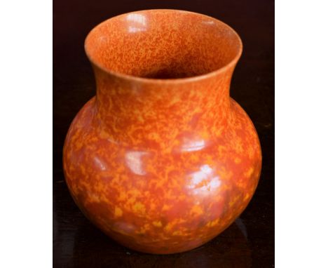 A Pilkington Royal Lancastrian mottled orange ovoid vase, 14cm high, impressed mark, 2839