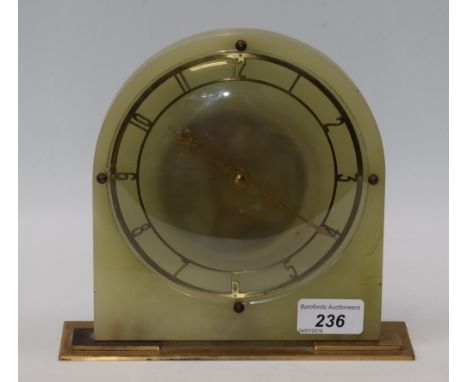 An Art Deco style onyx mantel clock