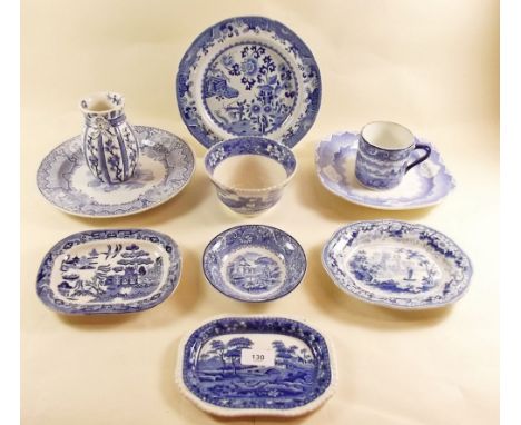 A group of blue and white china including Spode, George Jones etc.