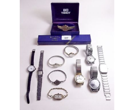 A group of various old watches including gold plated Tissot watch 