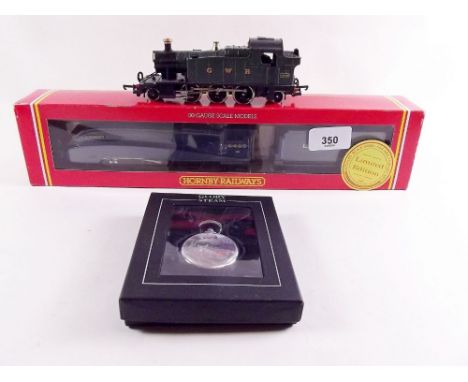 A Hornby 'oo' gauge R376 LNER class A4 'Gadwall' engine, a Lima GWR engine 'Prairie Tanker' and a pocket watch 