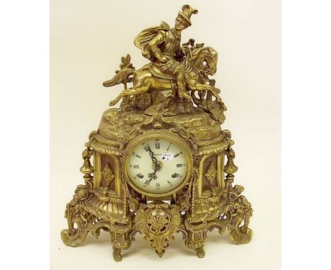 A heavy brass ornate mantel clock 'Imperial', 42cm