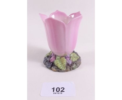 A Royal Worcester pink flower form vase No 3204, 1939