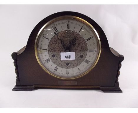 A Smiths 1930's oak mantel clock 
