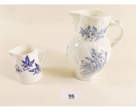 A Royal Worcester small blue and white milk jug, 1954 and a cream jug , 1877