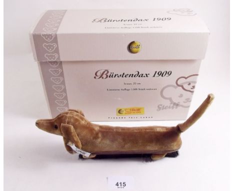 A Steiff Dachshund clothes brush Burstendax limited edition 371/1500, boxed with certificate 