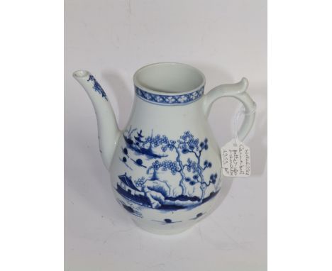 A Worcester blue & white Cannonball pattern coffee pot – missing cover