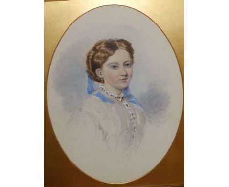 Winthrope – oval watercolour – Portrait of a young woman