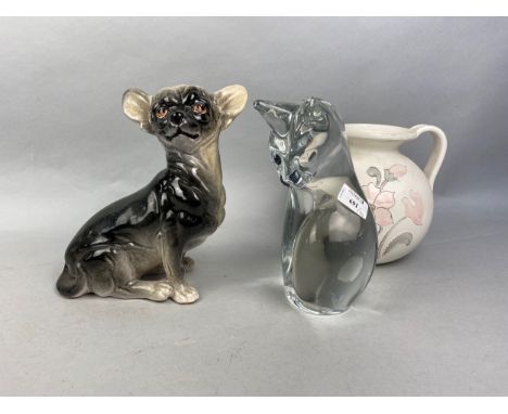 DAUM GLASS MODEL OF A CAT,, along with a figure of a dog, a pair of Chinese foe dogs, a pair of bookends and other cermics