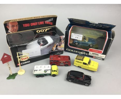 TWO 007 DIE-CAST CARS, along with other model vehicles