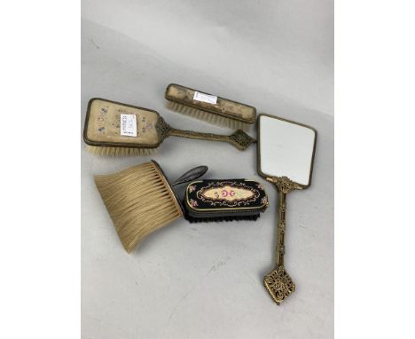 DRESSING TABLE SET, along with a barometer, a blotter and other items