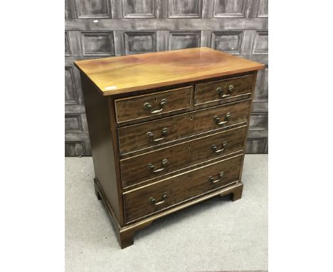 19TH CENTURY MAHOGANY CHEST OF TWO SHORT OVER THREE LONG DRAWERS, on bracket feet, 77cm wide
