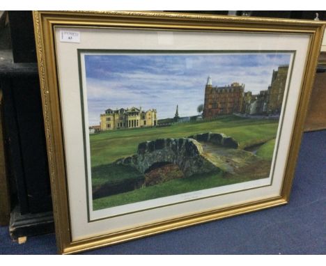 RICHARD CHORLEY LIMITED EDITION PRINT OF ST. ANDREWS GOLF COURSE, signed by the artist, framed, 58cm x 75cm, along with two o