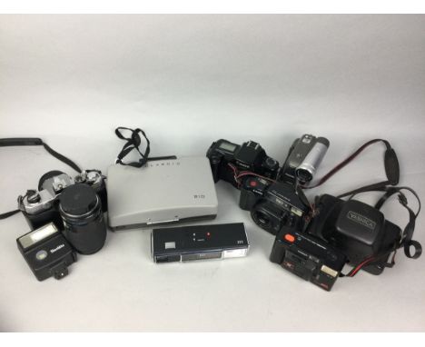 LOT OF CAMERAS AND ACESSORIES, including a Fujica camera, an ITT Magic Flash Telephoto Camera, Polaroid Model 210 Land Camera