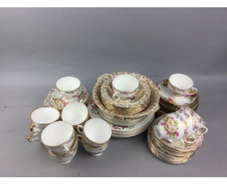ROYAL STAFFORD BOUQUET PART TEA SERVICE, decorated with roses, along with a Old Royal foral decorated part tea service, Marlb