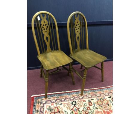 SET OF SIX ERCOL SPINDLE BACK DINING CHAIRS