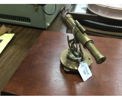 NAUTICAL BRASS ALIDADE COMPASS, 13.5cm high, engraved Royal Navy 1941