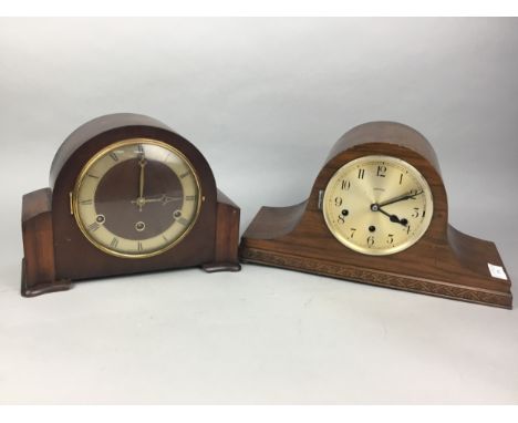 EARLY 20TH CENTURY MAHOGANY MANTEL CLOCK, along with another (2)